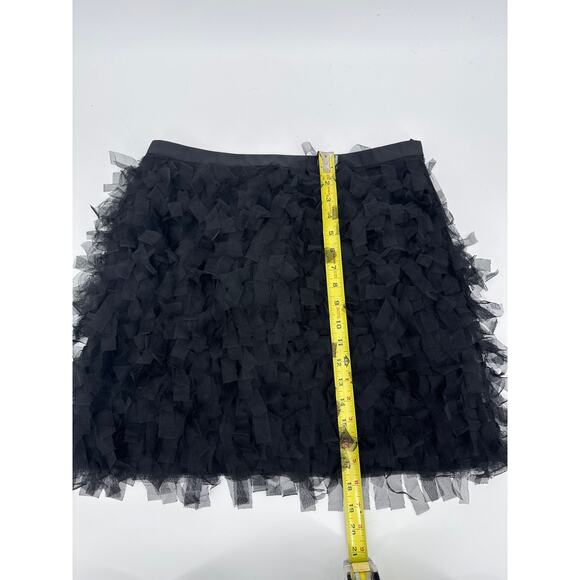 Loft Black Tiered Fringe Mini Skirt Lined Side Zip Party Night Out Size 6 Chic!! - Picture 3 of 7
